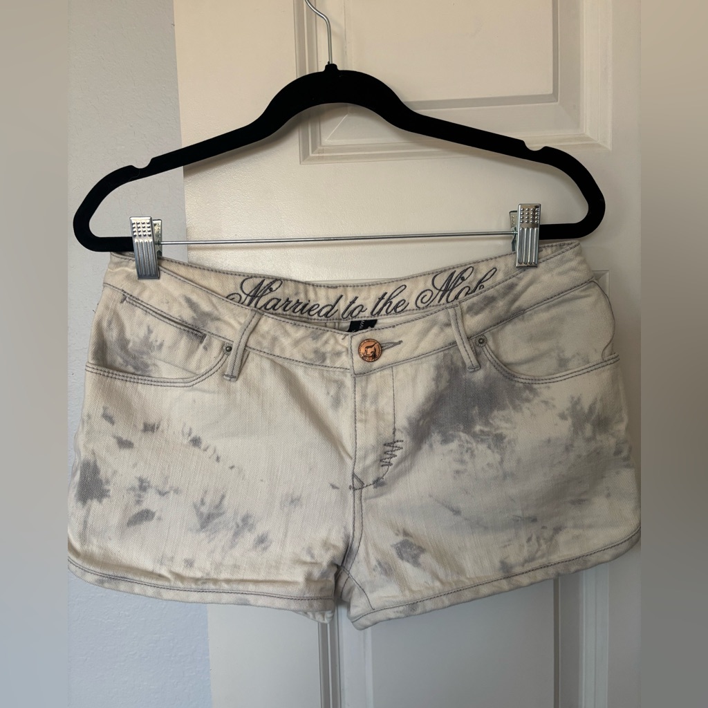 Married To The Mob Womens White And Gray Shorts